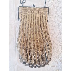 Gold Tone Mesh‎ Chain Mail Ladies Evening Bag purse Antique Late 1800's